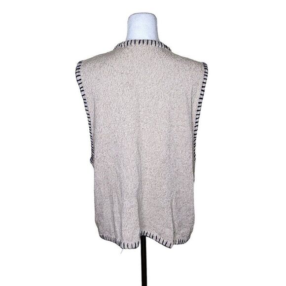 Vintage 90s J Jill Embroidered Nordic Sweater Vest Womens Size 1X Beige Multi - Picture 3 of 6